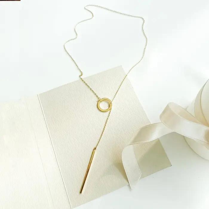 Collier pendentif minimaliste EManco en forme de tige ronde