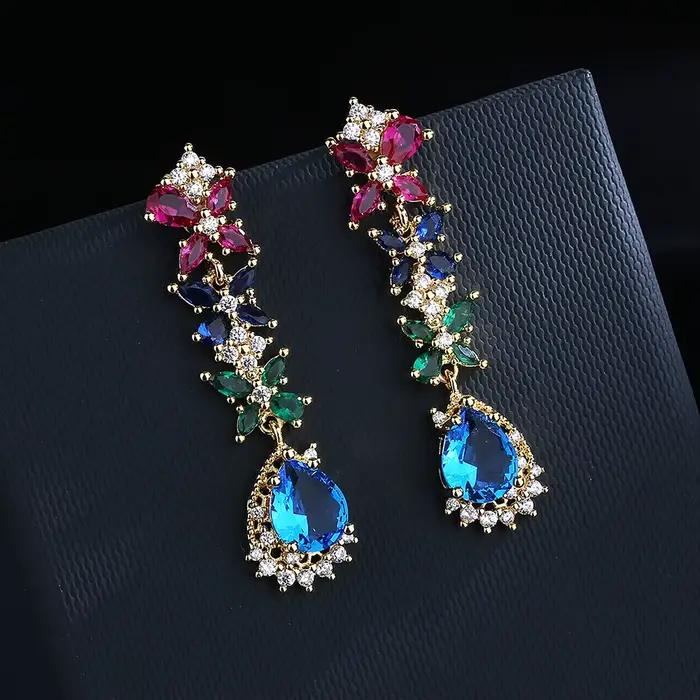 Boucles d'oreilles rétro en zircon de couleur argent 925, nouveau design tendance, sens, tempérament