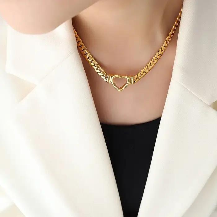 Collier en or pur 24 carats 9999 style classique en forme de cœur bijoux de luxe pour femmes occasions spéciales anniversaire avec certificat GDTC