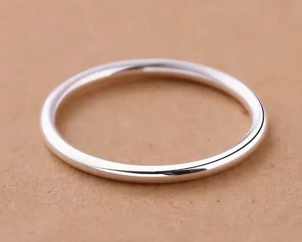 Bagues en argent véritable 999 pour filles, bagues en argent pur, bague simple 1,5 mm 2 mm, grande taille 12