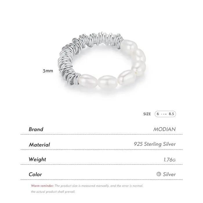 Bague de cocktail en argent sterling 925 perle d'eau douce baroque naturelle redimensionnable pour femme élégante occasion fête