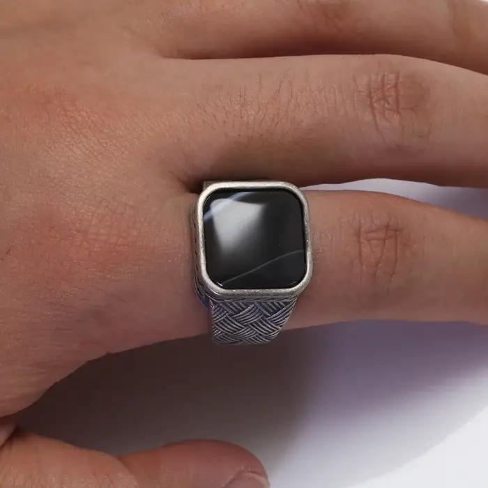 Group bague en argent regardé pur 925 pour homme