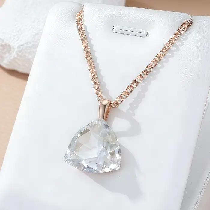 Wbmqda Shiy – pendentif et collier en pierre blanche pour femmes, couleur or Rose 585, grand Zircon de luxe, accessoires de bijoux de mariage