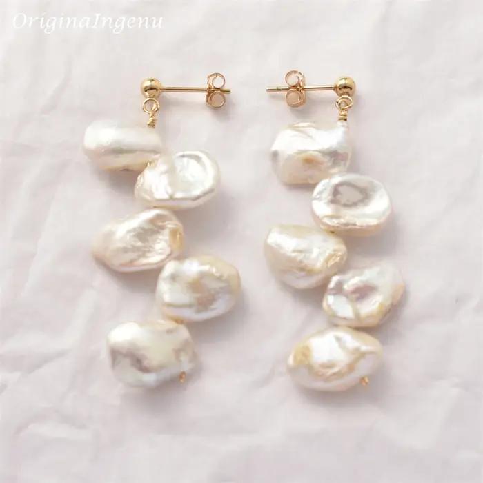 Boucles d'oreilles en perles baroques pour femmes
