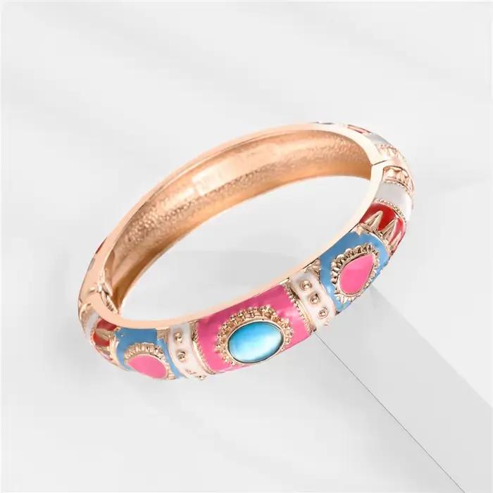 Bracelet en émail multicolore pour femmes, bracelet hawaïen indien cloisonné, bijoux africains, bracelets à main pour femmes, cadeaux de créateurs bohème pour femmes occasions spéciales