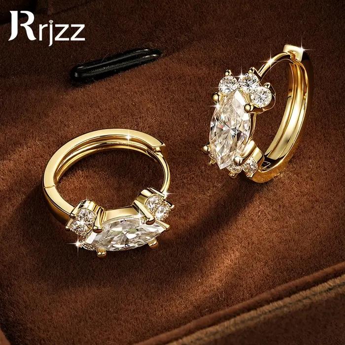 Boucles d'oreilles créoles Rrjzz en zircon 5A taille marquise 4