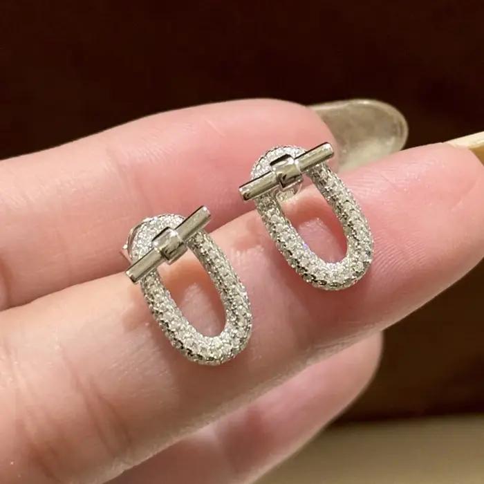 Nouveautés tendance chaude pur 925 en argent Sterling lien anneau barre transversale pavé Zircon femmes marque de luxe événement bijoux accessoire cadeau