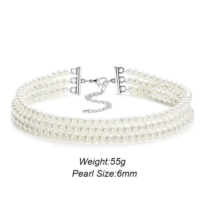 Tour de cou en perles blanches pour femmes