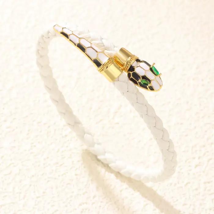 Bracelet serpent femme tête de serpent yeux verts Bracelets pour femme à la mode véritable Bracelet