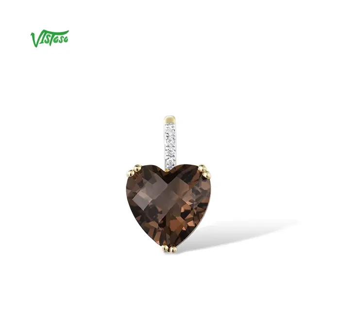 VISTOSO véritable 14K 585 Rose/blanc/jaune pendentif en or pour les femmes radiant ciel bleu topaze/