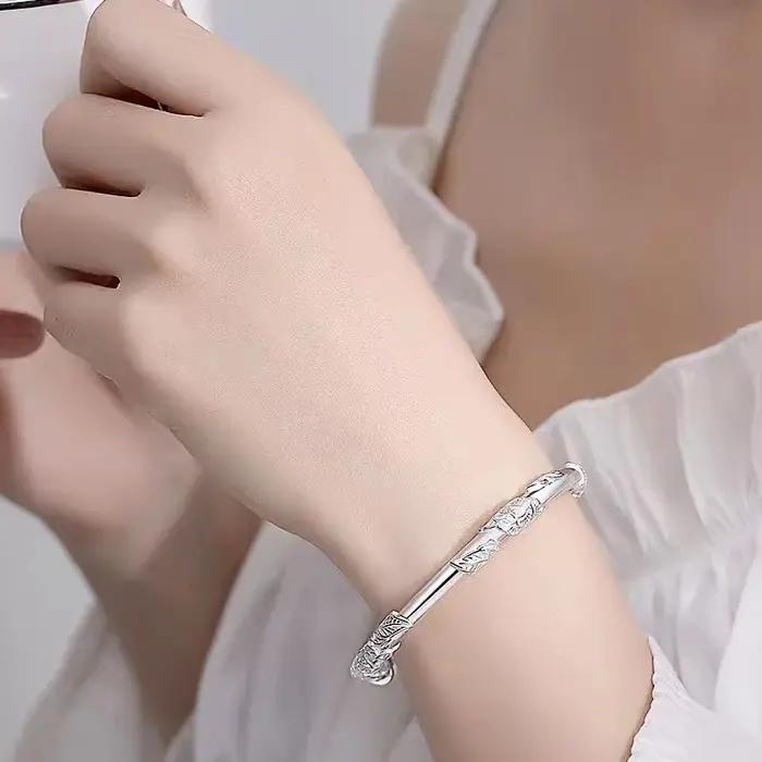 ALIZERO – Bracelet en argent Sterling 925 à fleurs soufflées pour femmes