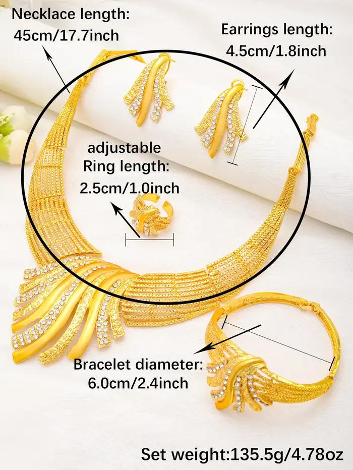 Ensembles de bijoux africains couleur or pour femmes collier ras du cou indien boucles d'oreilles bracelet bague motifs géométriques mariage occasions spéciales