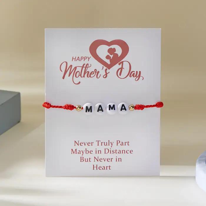 Bracelet en ULtressée réglable pour femme, nœuds faits à la main, cordon rouge, lettres de maman, ti