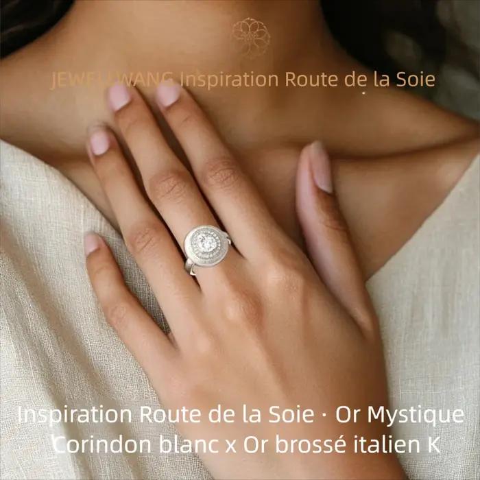 JEWELLWANG – bague en saphir blanc pour femme