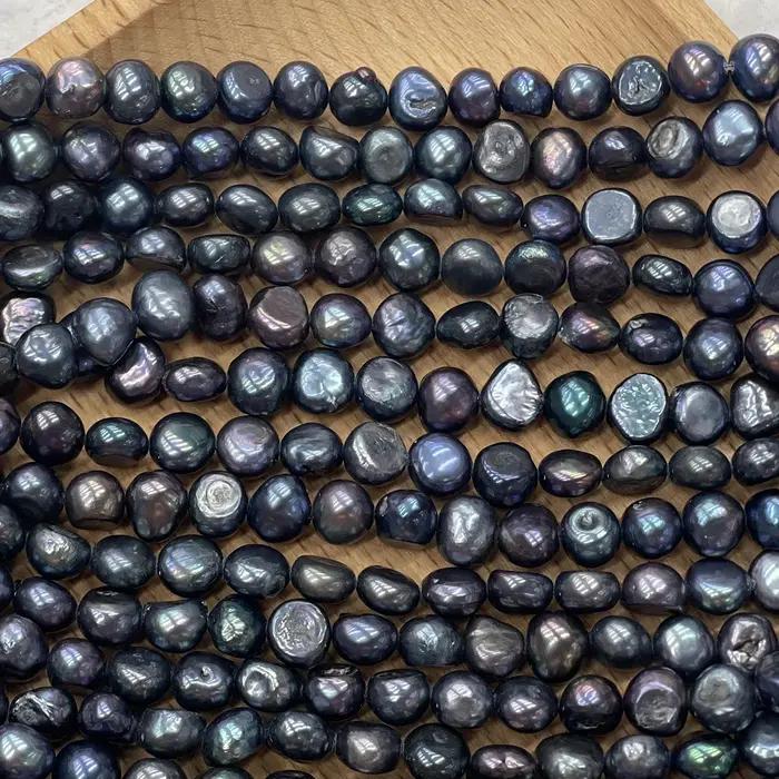 Perles d'eau douce presque rondes bleu-violet pour bijoux DIY colliers bracelets occasions spéciales