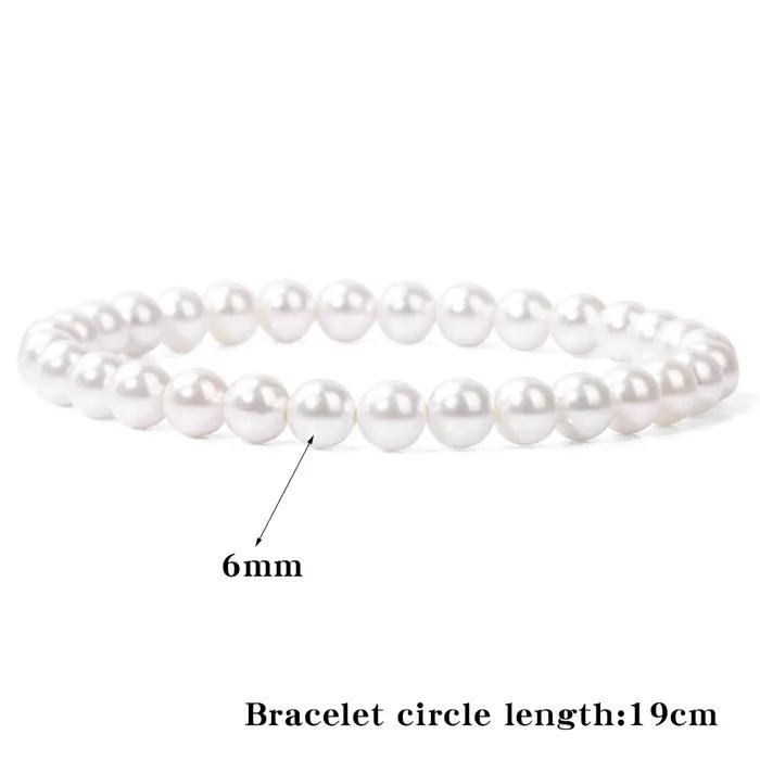 Bracelet élastique en perles de coquillage naturel blanc pour femme, nouvelle mode, Imitation de per