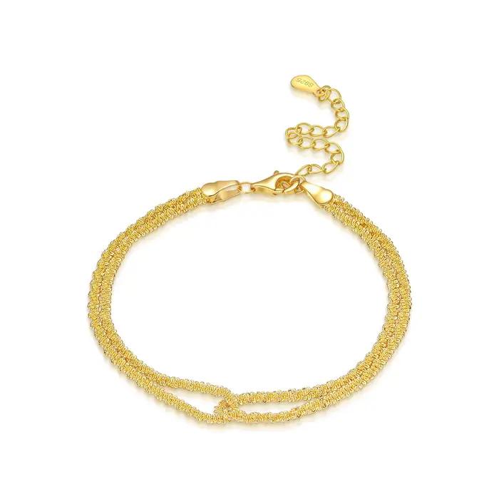 PANPOKI S925 Bracelet double minimaliste en argent sterling pour femme