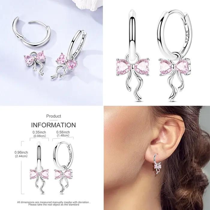 Boucles d'oreilles créoles en argent Sterling 925 serties de zirconium blanc pour femmes, style élégant et bohème, parfait pour les occasions spéciales, mariages, anniversaires et cadeaux romantiques