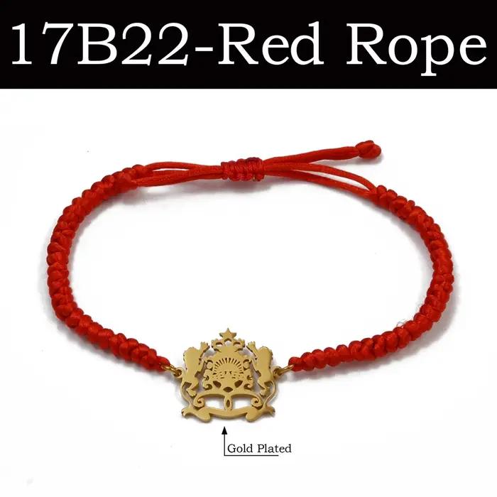 Bracelet en corde rouge et noir avec symbole du drapeau marocain ethnique pour femmes occasions spéciales cadeau culturel