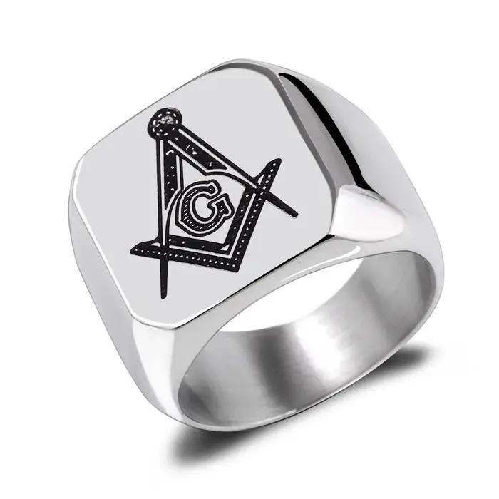 Bague Maçonnique Acier Inoxydable 316L avec Tracking de Sommeil pour Hommes Occasions Spéciales Carnavals Soirées Punk