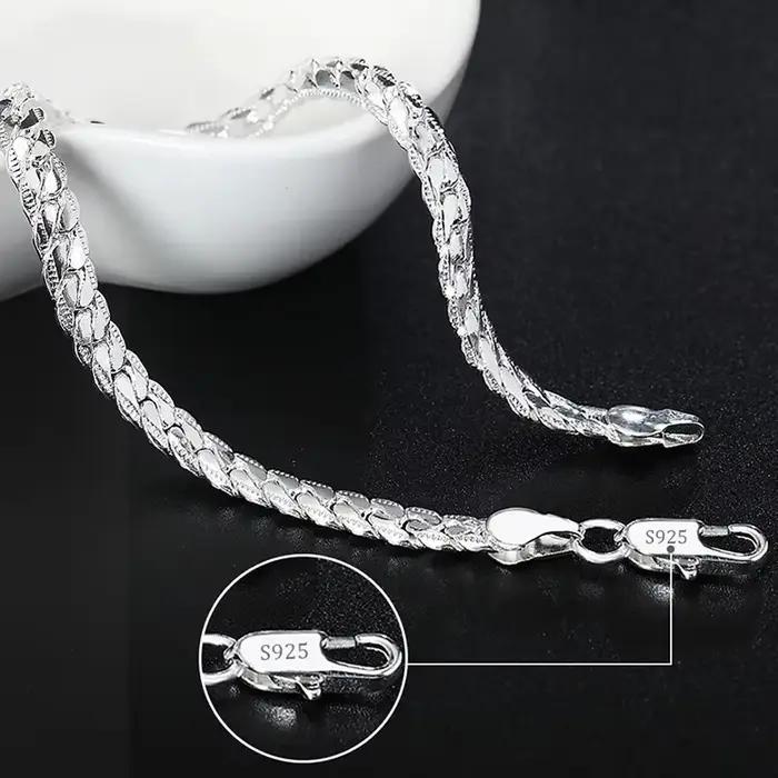 Bracelet à breloques en argent regardé 925 pour hommes et femmes