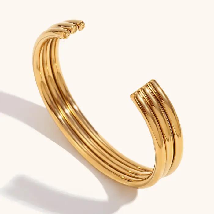 La. Muses-Bracelet en acier inoxydable plaqué or 18 carats