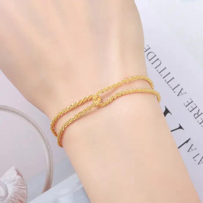 PANPOKI S925 Bracelet double minimaliste en argent sterling pour femme