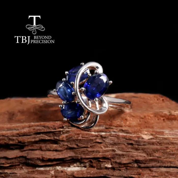 Bague en argent sterling 925 saphir bleu élégante à offrir pour femme occasions spéciales partis soirées prestige fiançailles mariage