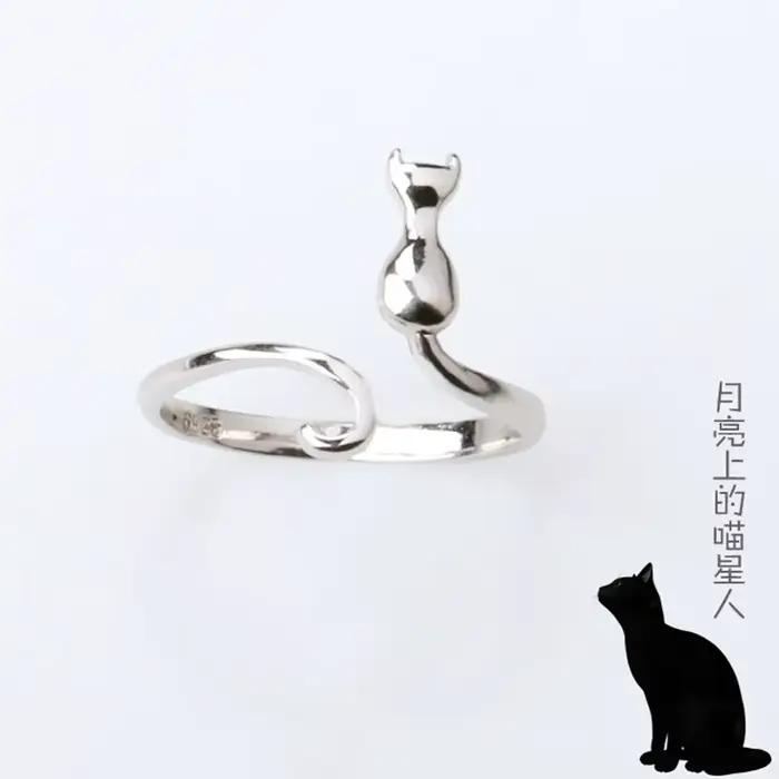 Bagues chat en argent Sterling 925 pour femmes