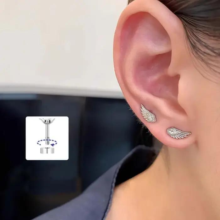 Boucles d'oreilles en forme d'aile de Zircon pour femmes