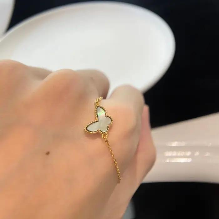 Bracelet Mini Coquillage Papillon Or Rose Tendance pour Femme