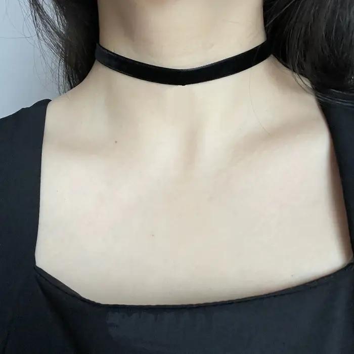 Simple vintage noir velours sangle tour de cou tour de cou tour de cou tour de cou court clavicule d
