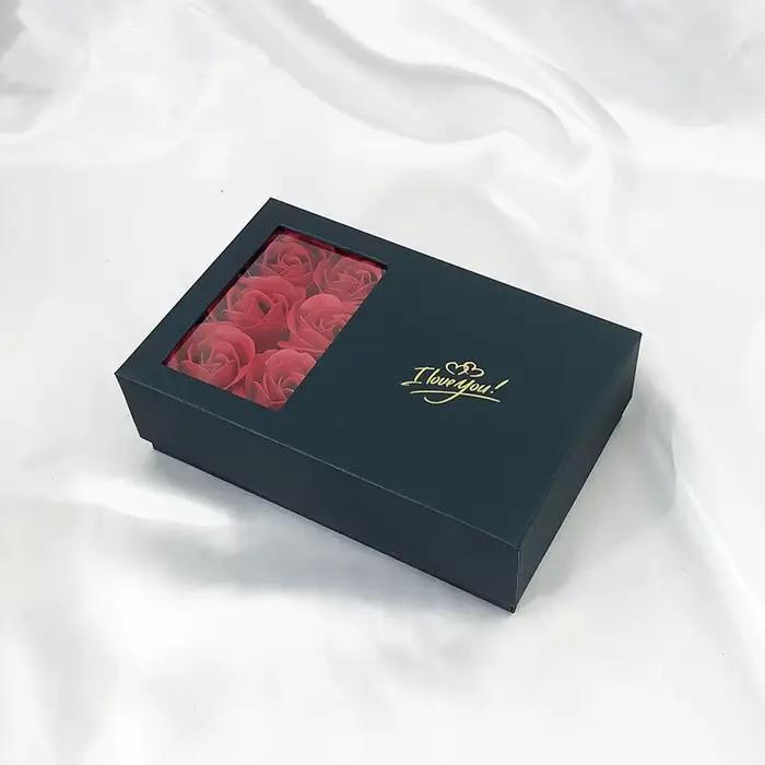 Boîte à bijoux Je t'aime, boîte à bijoux fleur, poubelle, boîte-cadeau fenêtre, bague, boucles d'ore