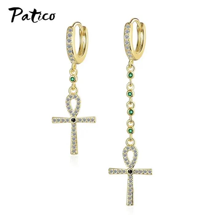 Boucles d'oreilles en argent Sterling 925 croix pour chrétiennes strass exquis longues chaînes gouttes d'eau bijoux cadeaux de fête femmes occasions spéciales