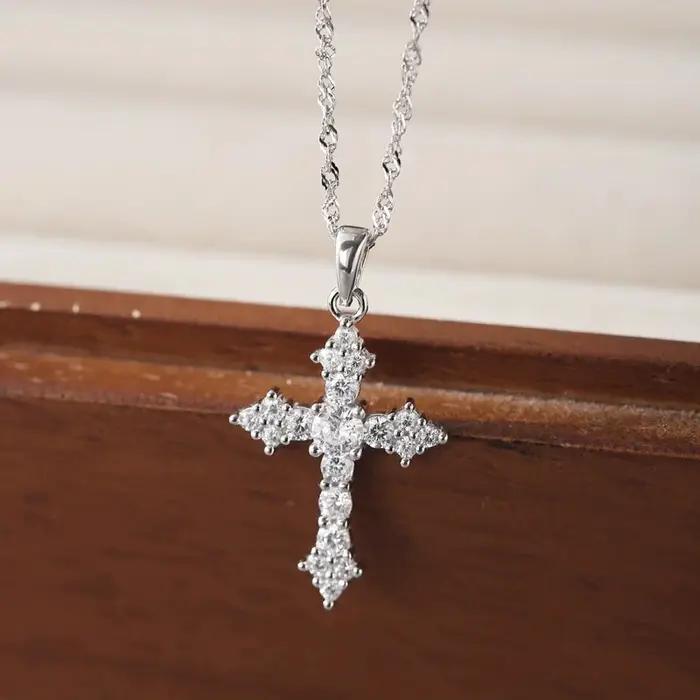 Collier pendentif croix en Zircon Simple pour femmes