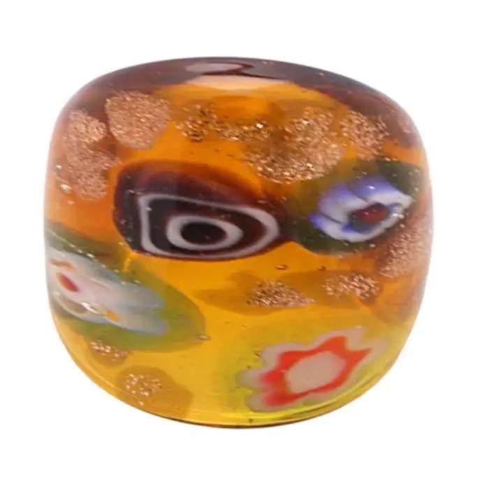 Bague artistique en verre A52E, avec incrustation sable doré Unique, pour femmes élégantes