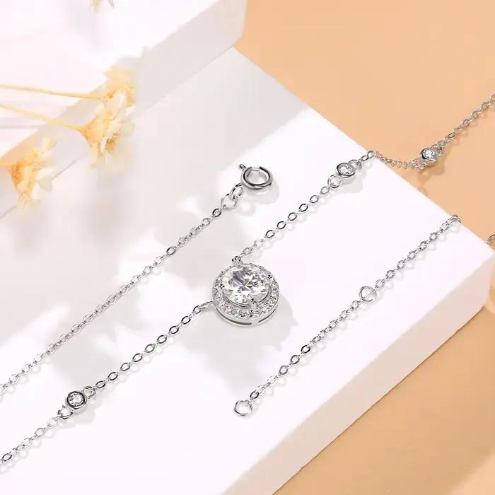 Collier en Argent Sterling 925 Serti de Moissanite Blanc 1 Carat Occasions Spéciales Femme