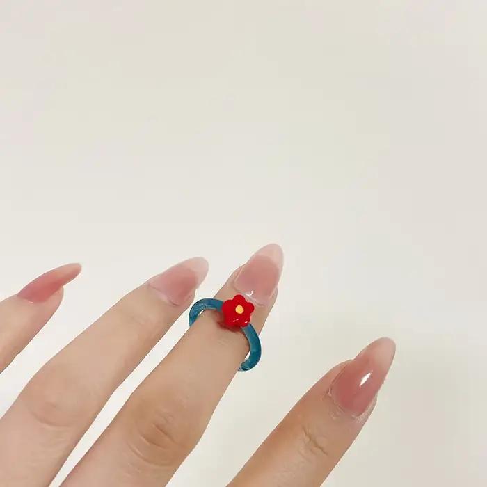 Bague en forme de cœur en émail coloré pour femmes et filles, anneau doux, tendance, géométrique, go