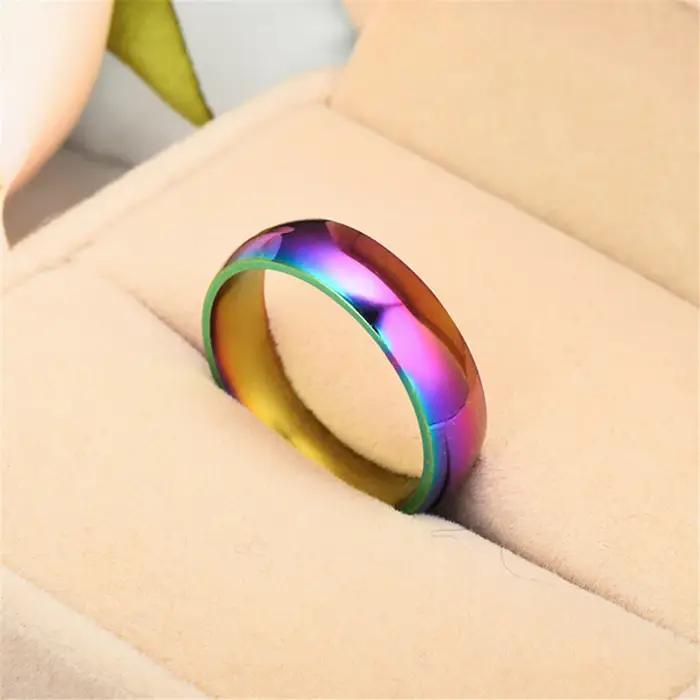 Bague colorée arc-en-ciel pour hommes et femmes