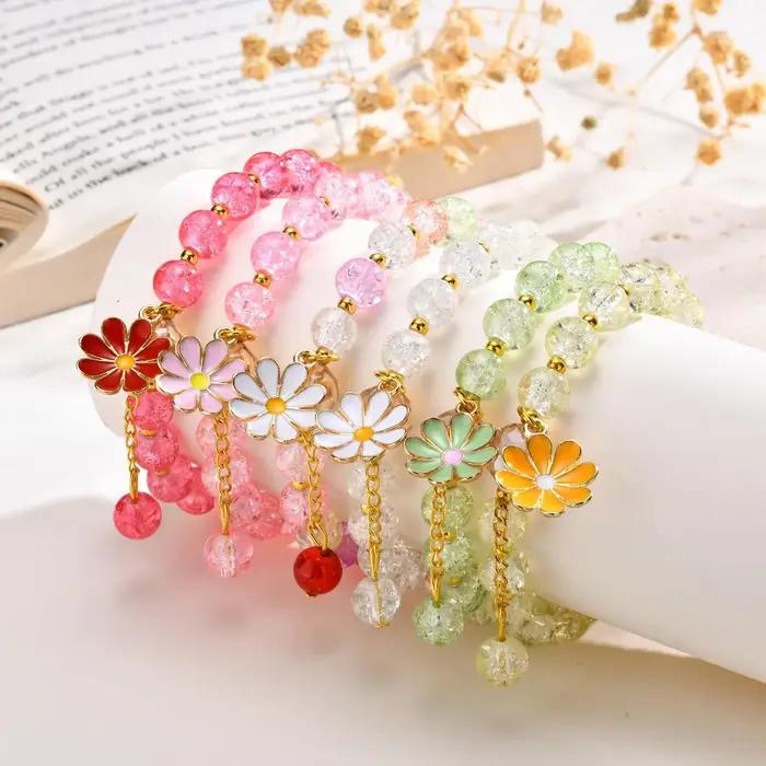 Bracelet perlé en cristal de pop-corn mignon pour femme
