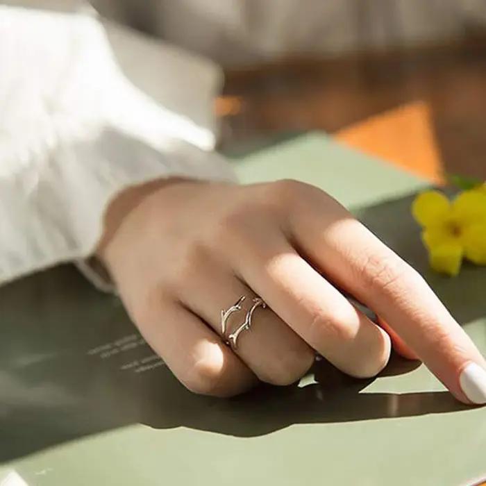 Huitan – bague fantaisie en forme de feuille d'olive pour femmes
