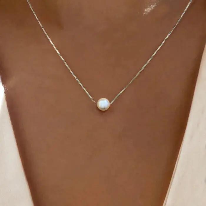 Collier de luxe en argent Sterling 925 pour femmes, pendentif en nacre blanche, 6MM 8MM 10MM, accessoires de bijoux de mariage
