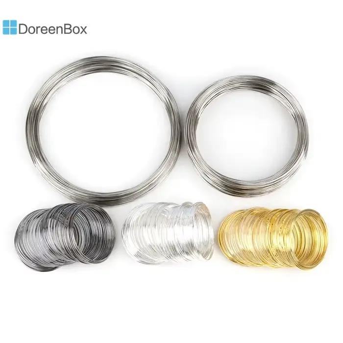 Doreen Box Memory Beading Steel Wire Gold Document, 100 Loops, DIY Necklace Bracelet Jewelry, Executive Dia, 140mm - 50mm