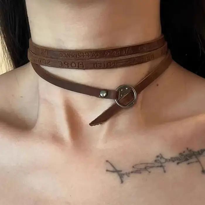 Ensemble de colliers en cuir artificiel Style Maillard pour femmes, Bracelet réglable, ras du cou mu