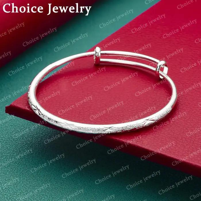 Bracelet en argent sterling 925 effet glace pilée pour femme