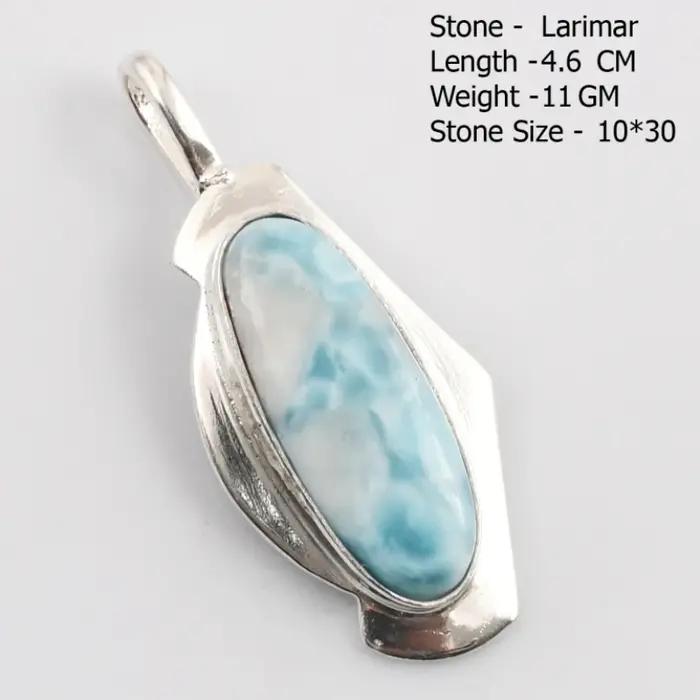 Pendentif en pierre semi-précieuse Larimar avec cadre en argent tibétain pour femmes occasions spéciales cadeau unique