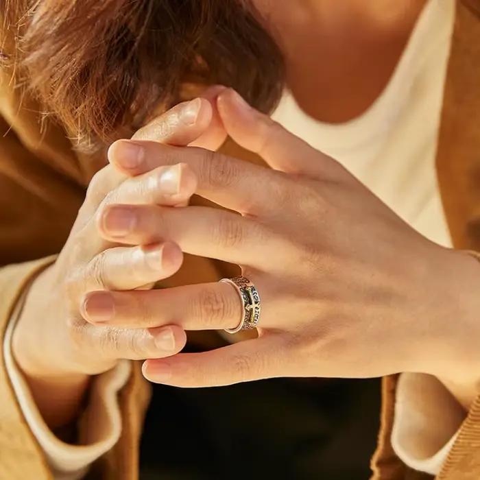 Bague rétro graffiti croisé punk gothique ajustable fait main rock hip hop unisexe bijou occasion spéciale homme femme