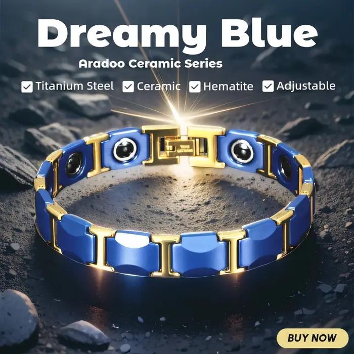Bracelet ARADOO Premium en céramique avec titane acier inoxydable et tungstène pour homme et femme, élégant et multifonctionnel pour le fitness et le sommeil
