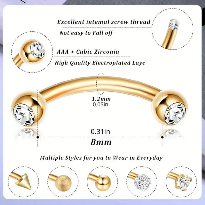 Drperfect 1pc acier inoxydable Rook Piercing bijoux lèvre anneau Cartilage Daith Surface Tragus
