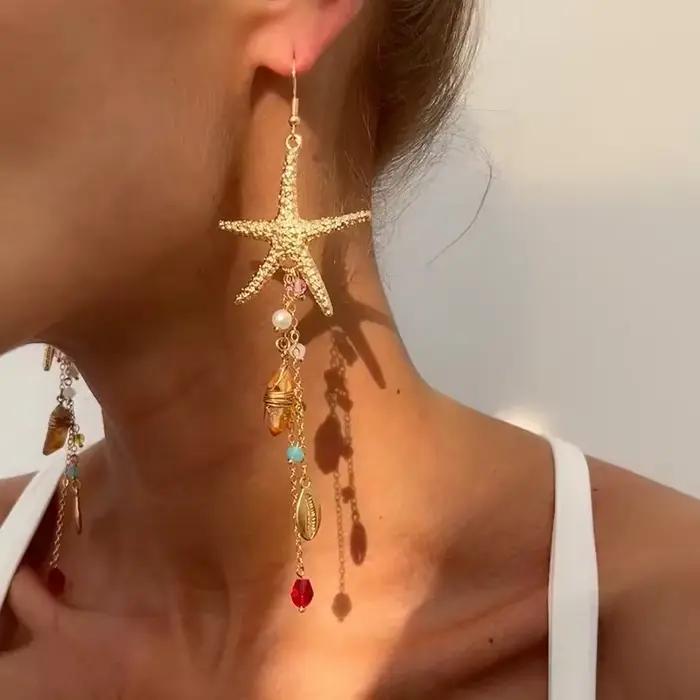 Boucles d'oreilles tendance étoile de mer pour femmes